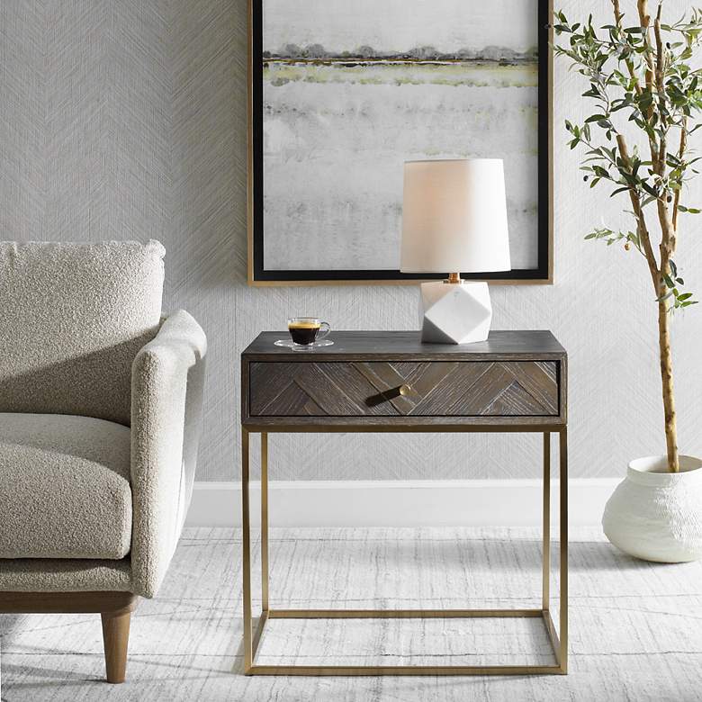 Image 1 Uttermost Armistead Dark Walnut 1-Drawer Accent Table