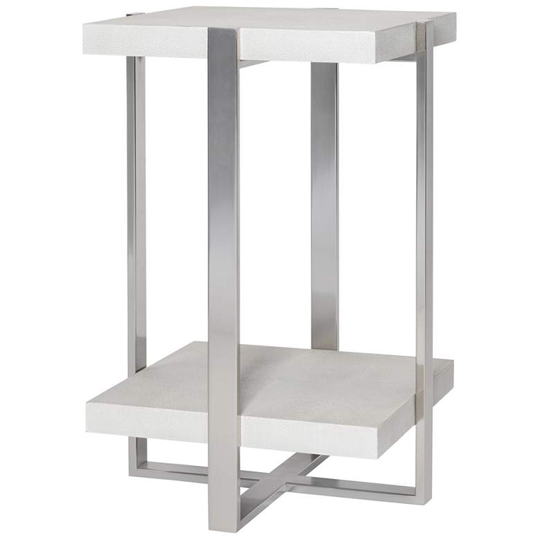 Image 2 Uttermost Arnaut 16"W Milk White Faux Shagreen Accent Table more views