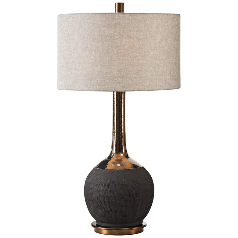 Image 2 Uttermost Arnav 32 1/4 inch Bronze and Textured Black Ceramic Table Lamp