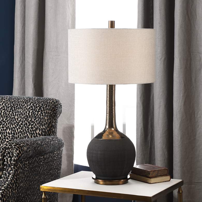 Image 4 Uttermost Arnav 32 1/4" Bronze and Textured Black Ceramic Table Lamp more views