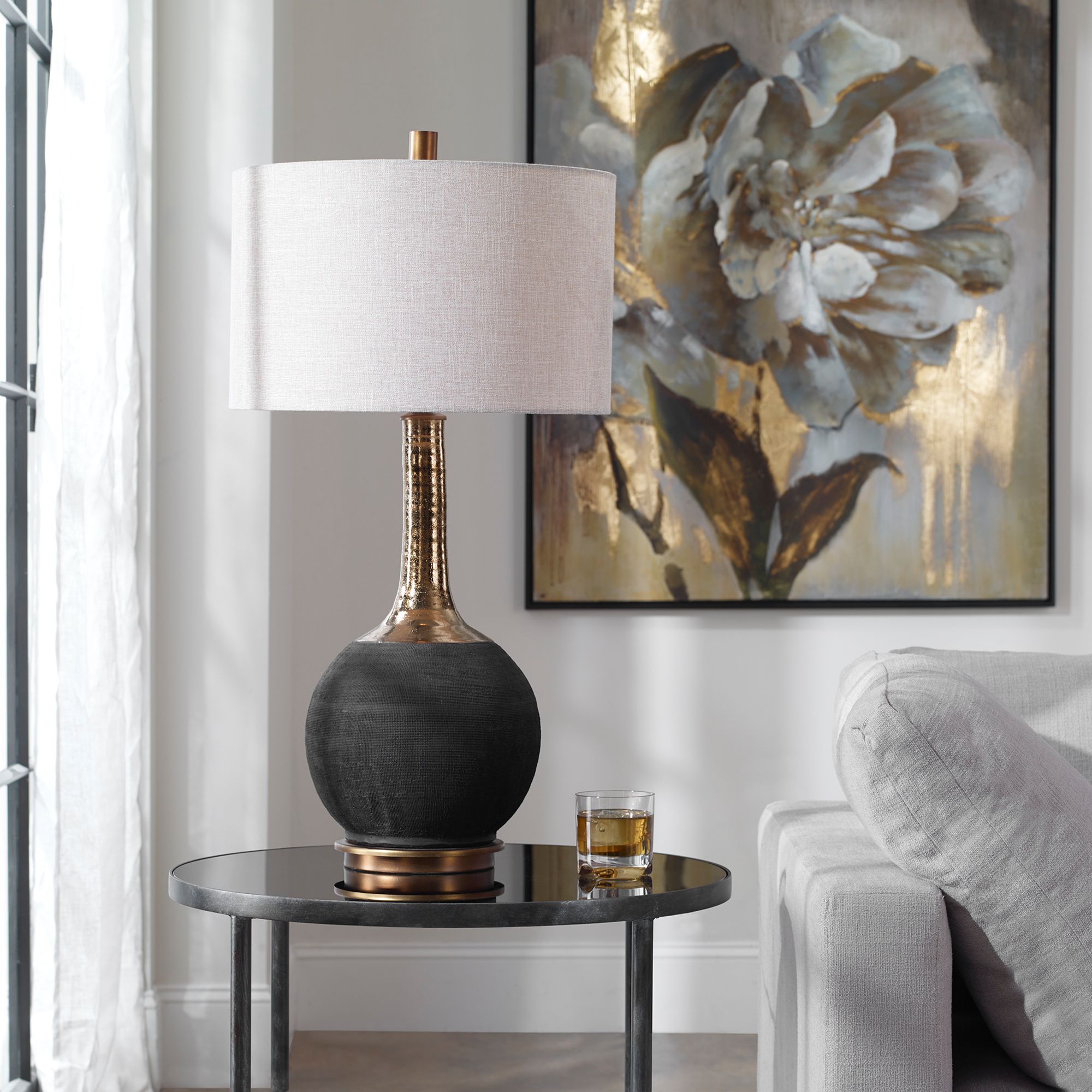 Image 5 Uttermost Arnav 32 1/4" Bronze and Textured Black Ceramic Table Lamp more views