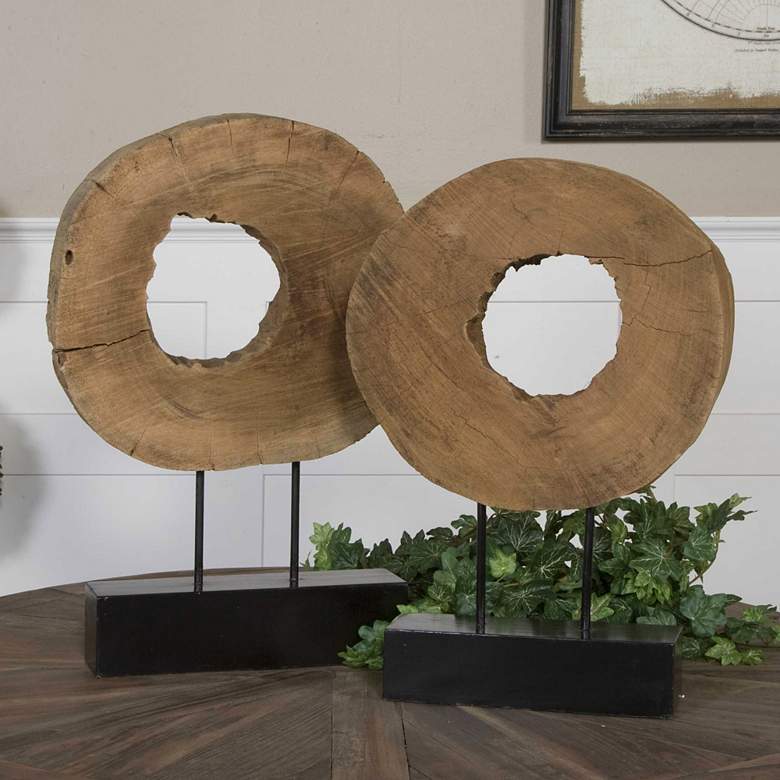 Uttermost Ashlea 2-Piece Mango Wood Log Sculpture Set - #1M741 | Lamps Plus