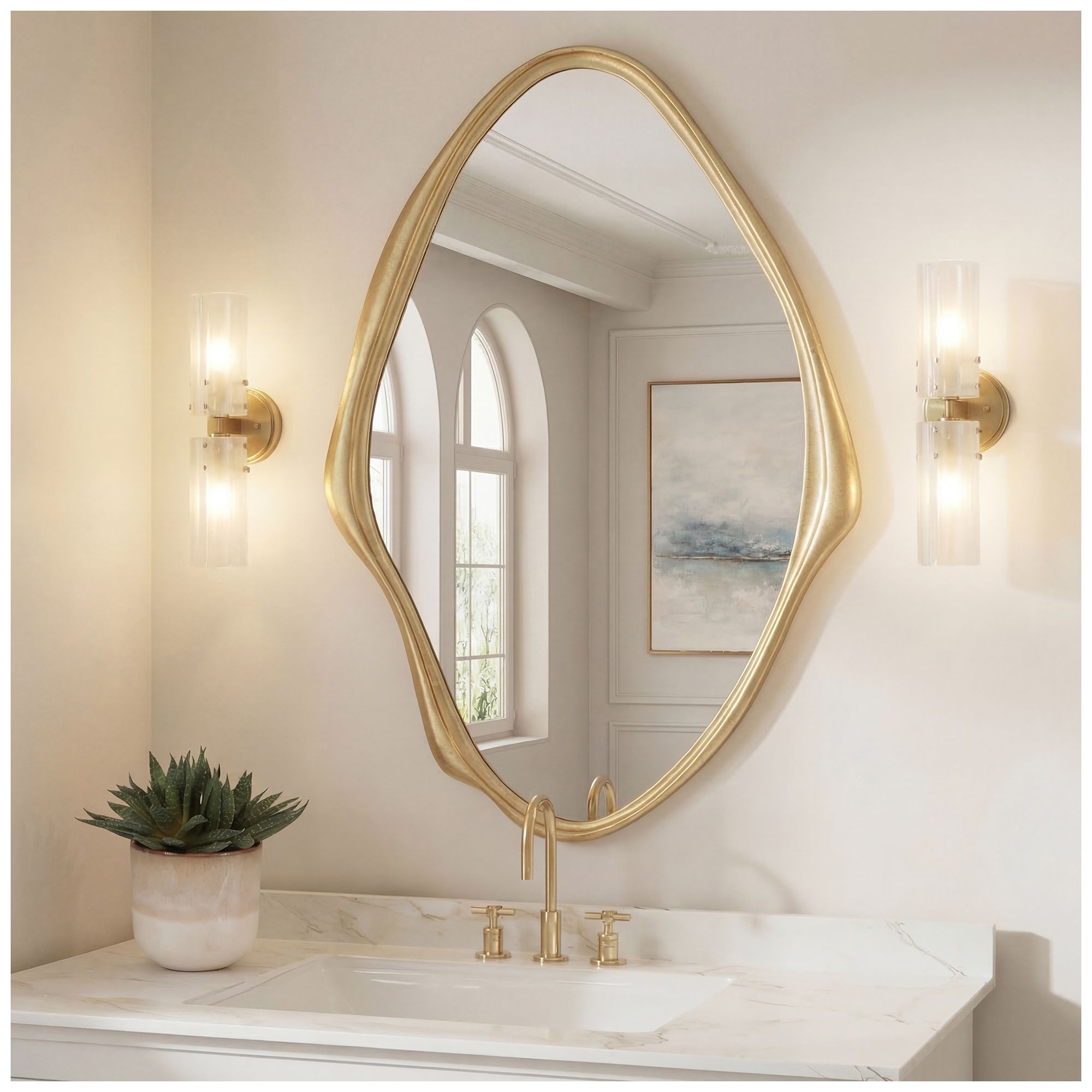 Image 2 Uttermost Aster 24" x 36" Antique Gold Framed Wall Mirror more views
