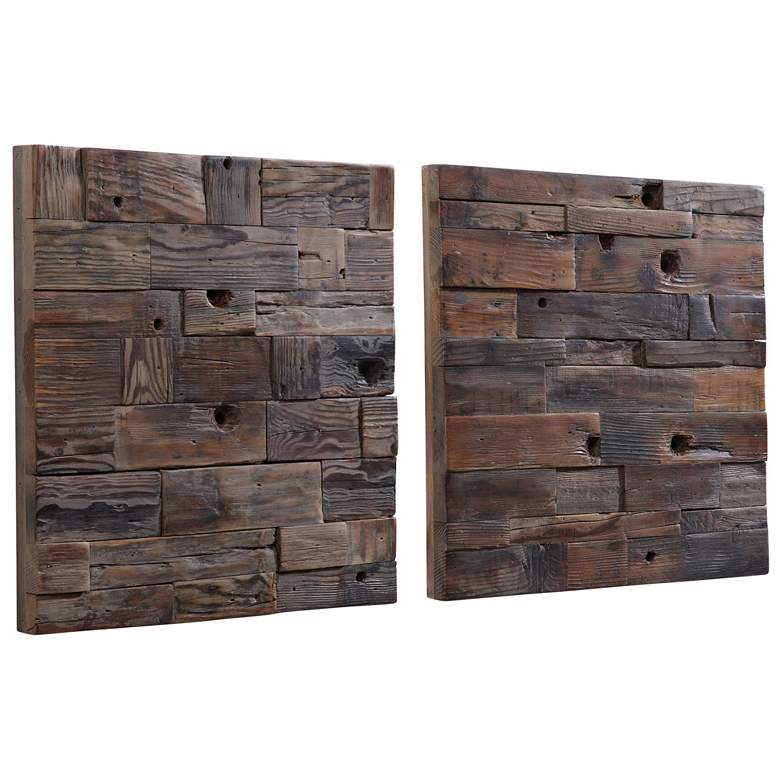 Image 3 Uttermost Astern 20" Square Boat Wood 2-Piece Wall Art Set more views