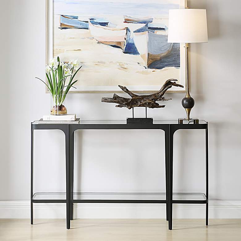 Image 1 Uttermost Atchison 53 1/2" Wide Black Iron Console Table