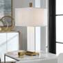 1_Uttermost Athanas 29" Coffee Bronze and White Alabaster Table Lamp