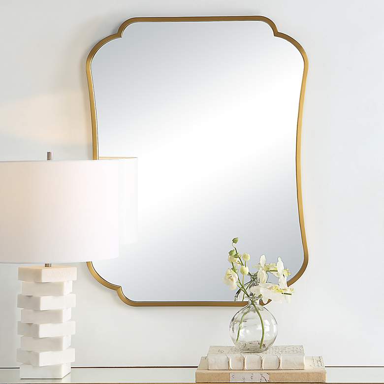 Image 2 Uttermost Athena 32 inch H Brushed Brass Stainless Steel Mirror