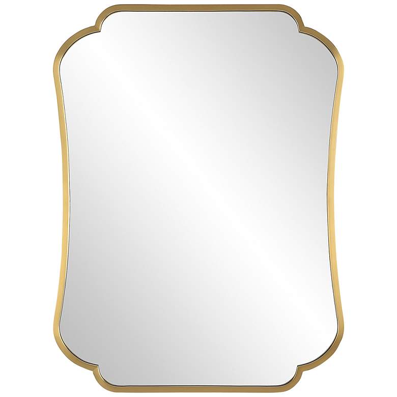 Image 3 Uttermost Athena Brushed Brass 24 inch x 32 inch Curved Wall Mirror