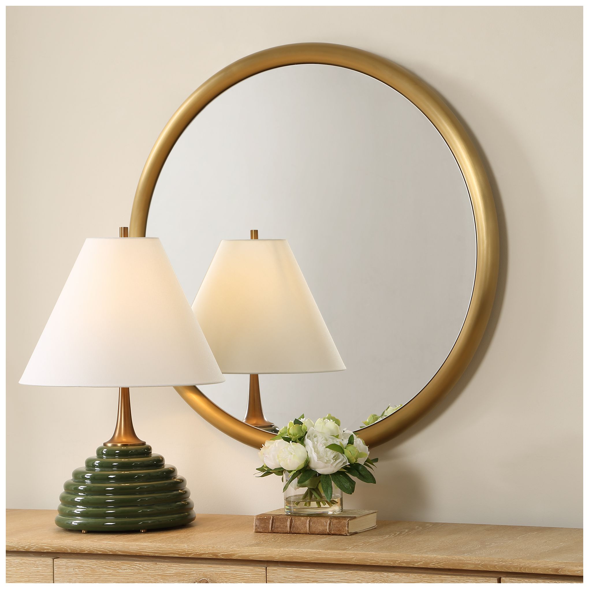 Image 3 Uttermost Atkinson Antique Brass 35" Round Wall Mirror more views