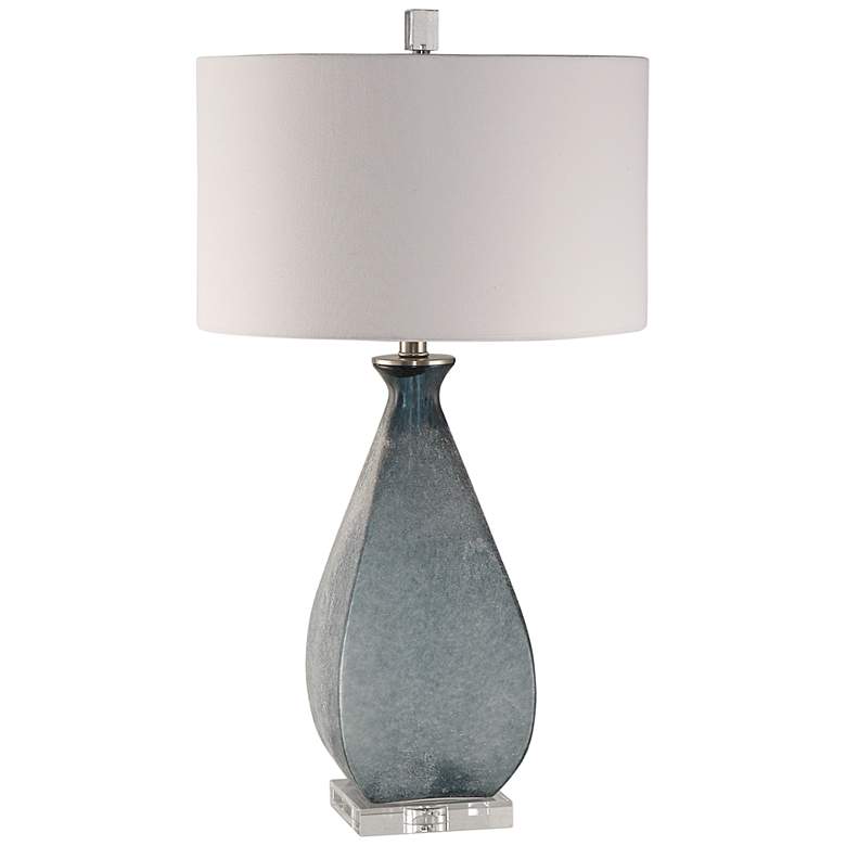 Image 2 Uttermost Atlantica 28 3/4 inch Acid Etched Ocean Blue Glass Table Lamp