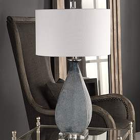 Image4 of Uttermost Atlantica 28 3/4" Acid Etched Ocean Blue Glass Table Lamp more views