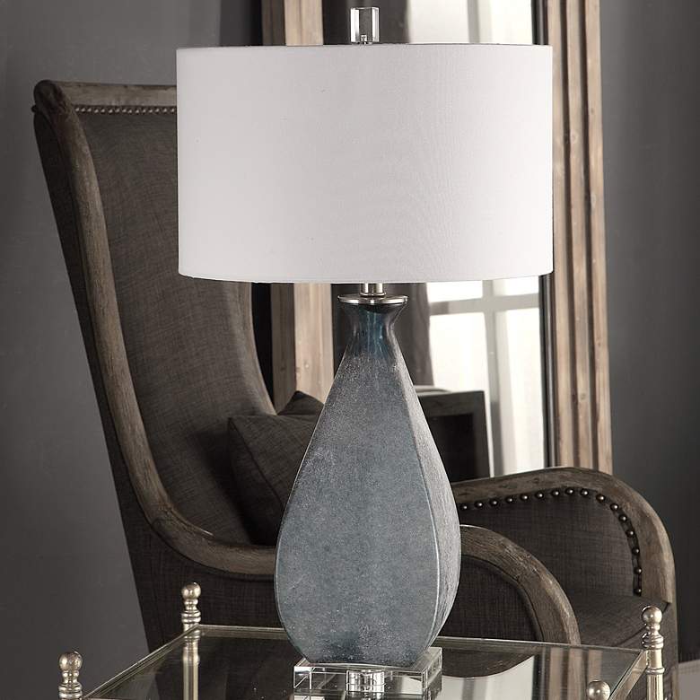 Image 4 Uttermost Atlantica 28 3/4 inch Acid Etched Ocean Blue Glass Table Lamp more views