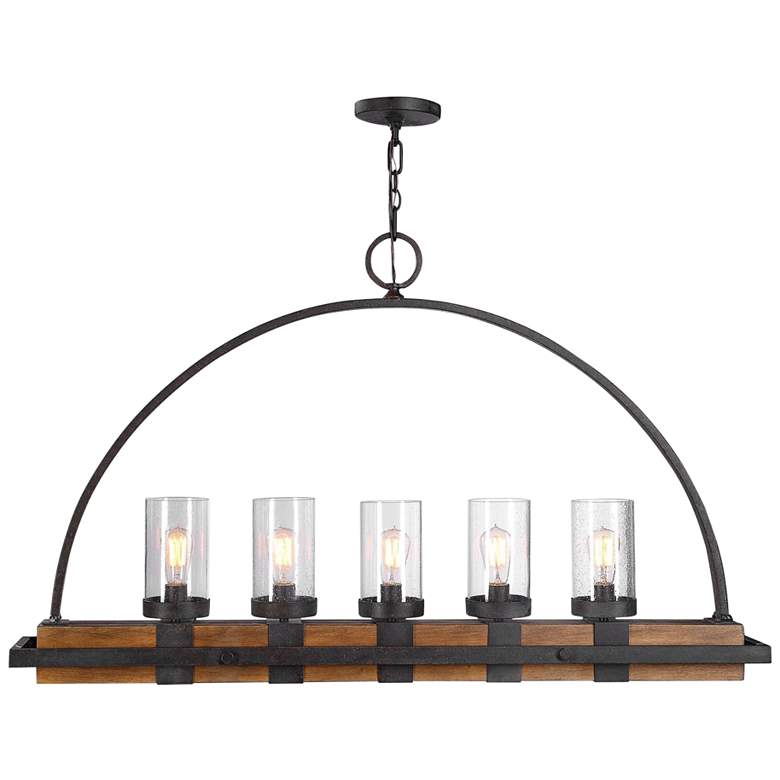Image 2 Uttermost Atwood 51 inch Wide Bronze Black 5-Light Linear Island Pendant