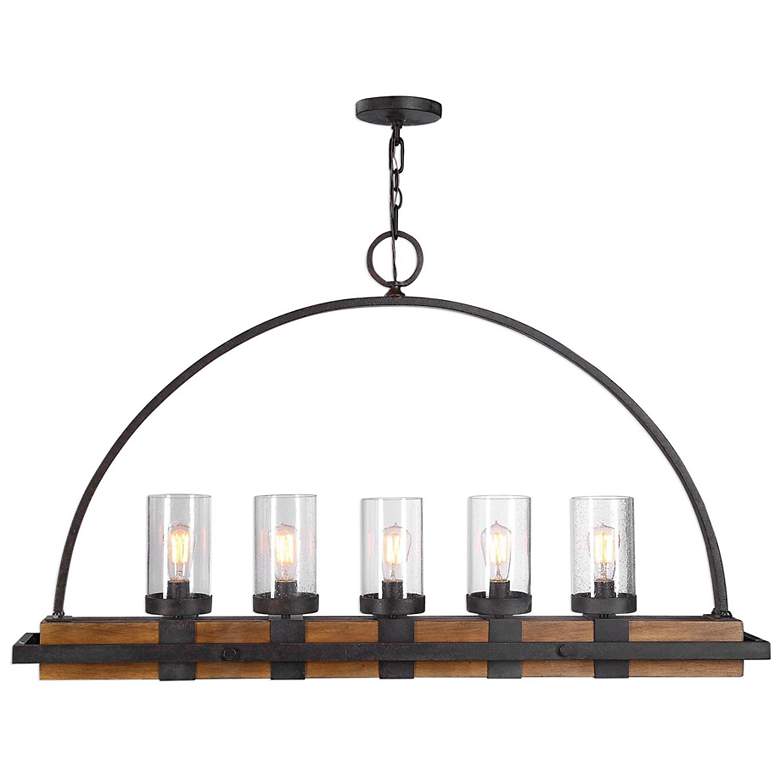 Image 2 Uttermost Atwood 51 inch Wide Bronze Black 5-Light Linear Island Pendant