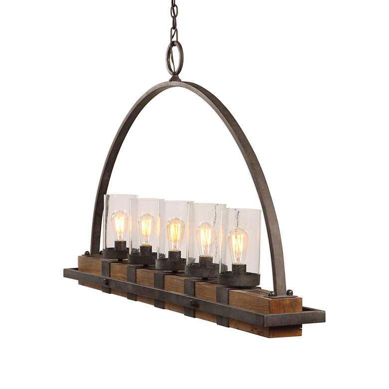 Image 3 Uttermost Atwood 51 inch Wide Bronze Black 5-Light Linear Island Pendant more views