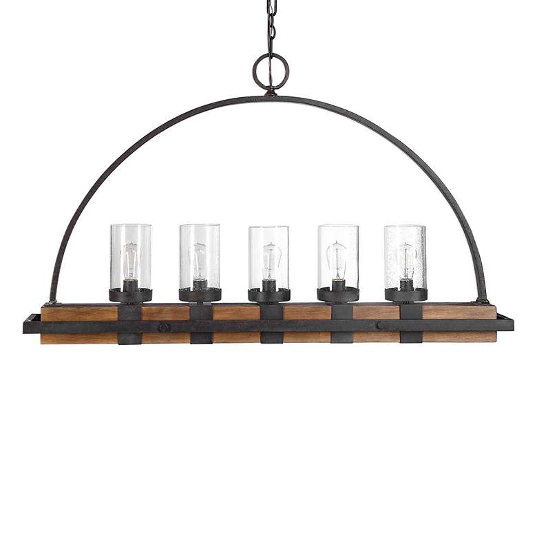 Image 4 Uttermost Atwood 51 inch Wide Bronze Black 5-Light Linear Island Pendant more views