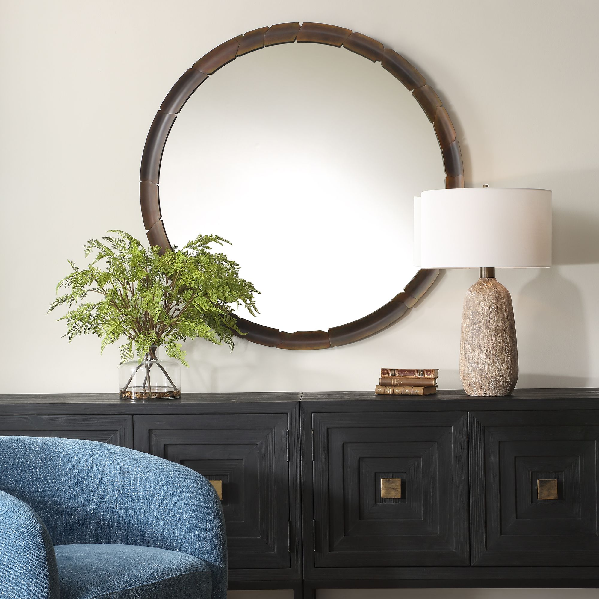 Uttermost Auger Bronze 44 3/4" Round Wall Mirror