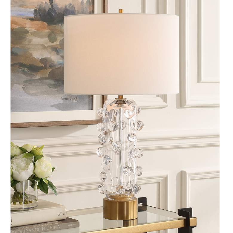 Image 1 Uttermost Aura 27 3/4" High Glass and Brass Metal Table Lamp