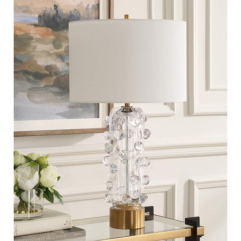 Image 3 Uttermost Aura 27 3/4" High Glass and Brass Metal Table Lamp more views
