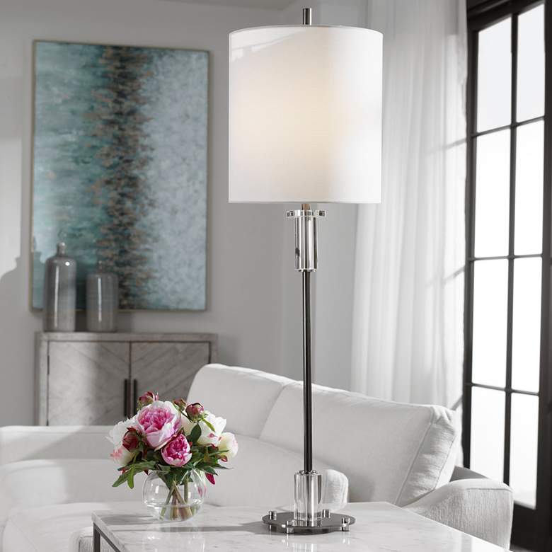 Image 1 Uttermost Aurelia 36 1/2" Luxe Nickel and Crystal Buffet Lamp