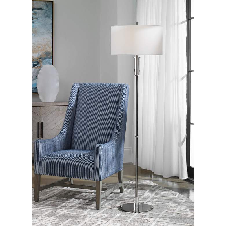 Image 1 Uttermost Aurelia 64 3/4 inch Luxe Nickel and Crystal Modern Floor Lamp