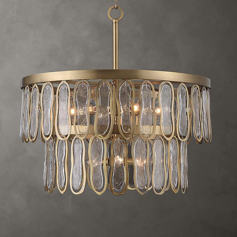 Image 1 Uttermost Aurelie 28" Modern Antique Brass 9-Light 2-Tier Pendant