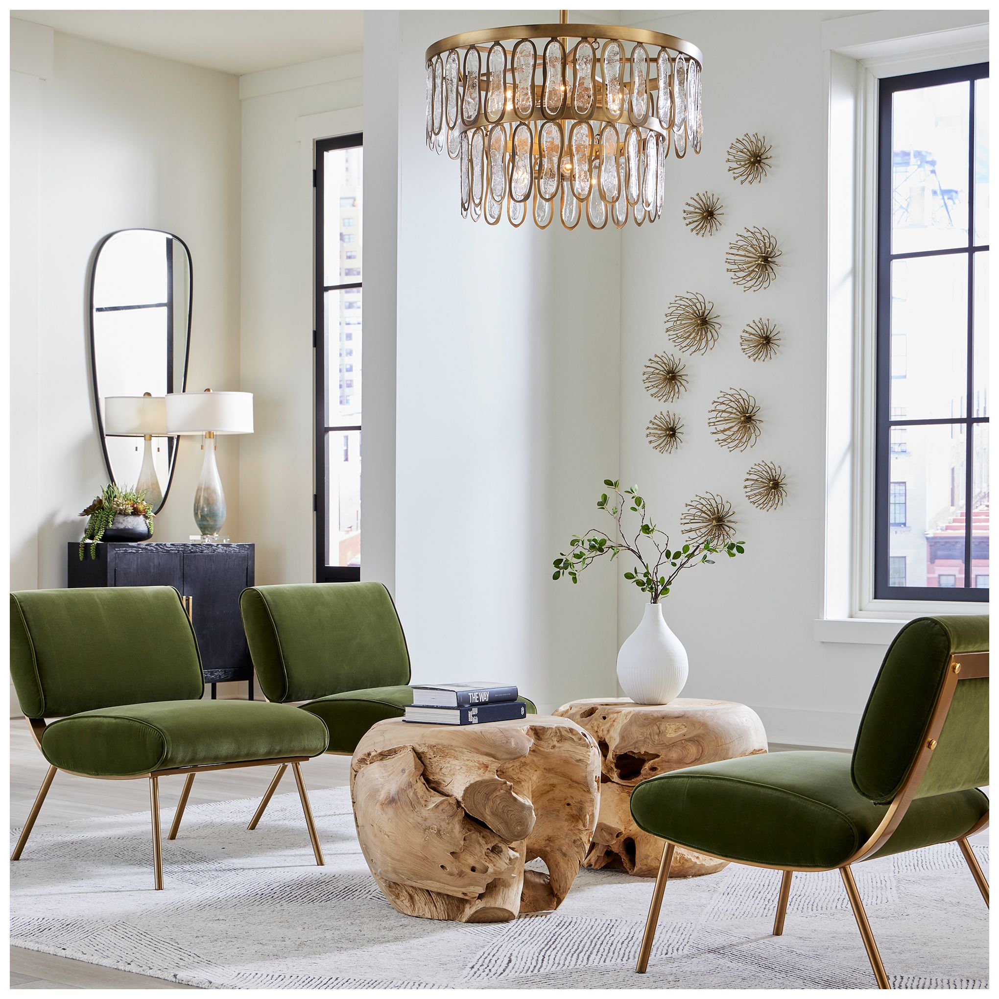 Uttermost Aurelie 28" Modern Antique Brass 9-Light 2-Tier Pendant