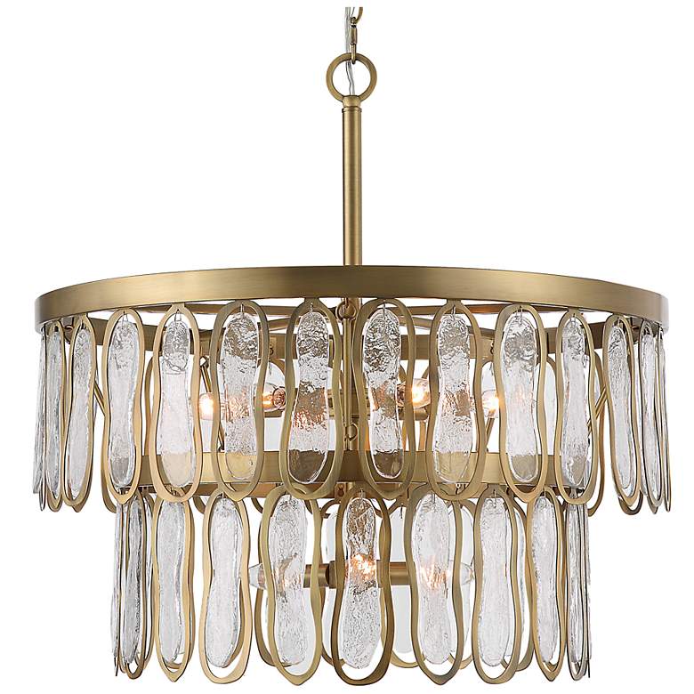 Image 2 Uttermost Aurelie 28"W Antique Brass 9-Light 2-Tier Pendant