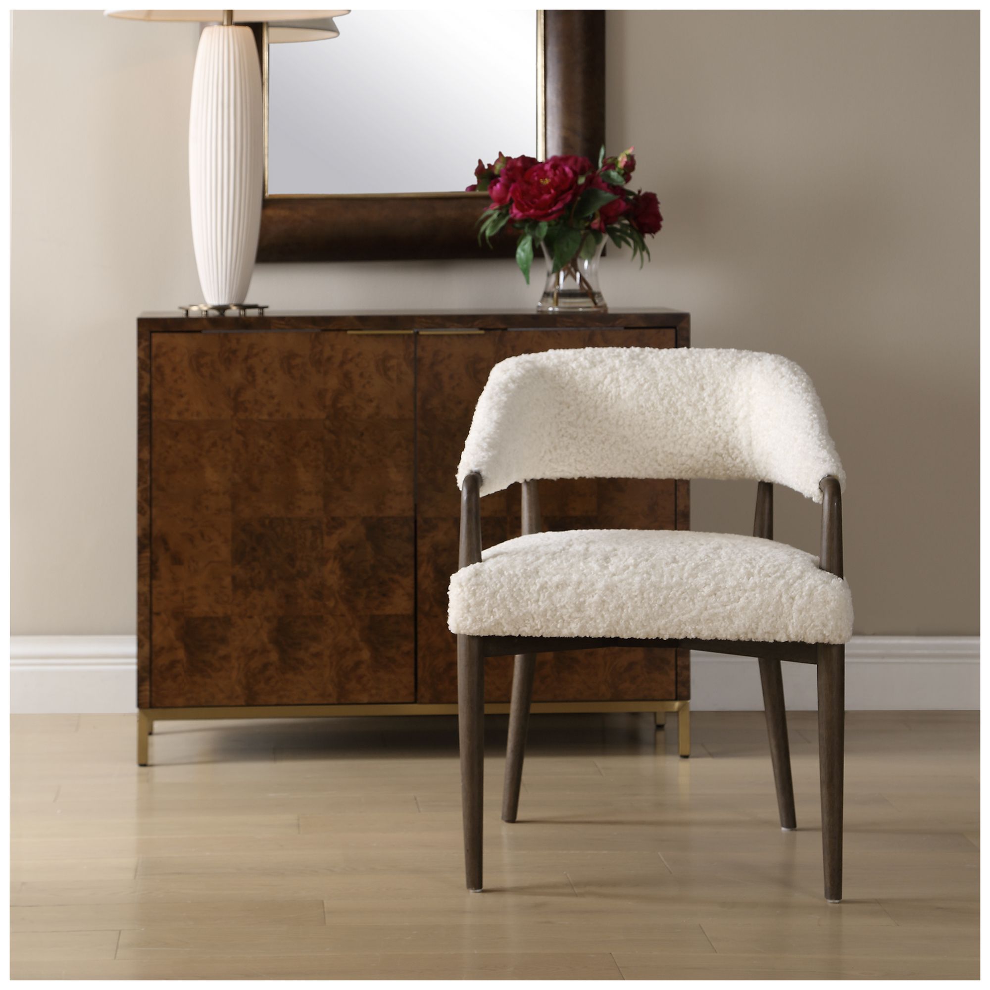 Image 2 Uttermost Austell Cream Polyester Fabric Dining Chair more views