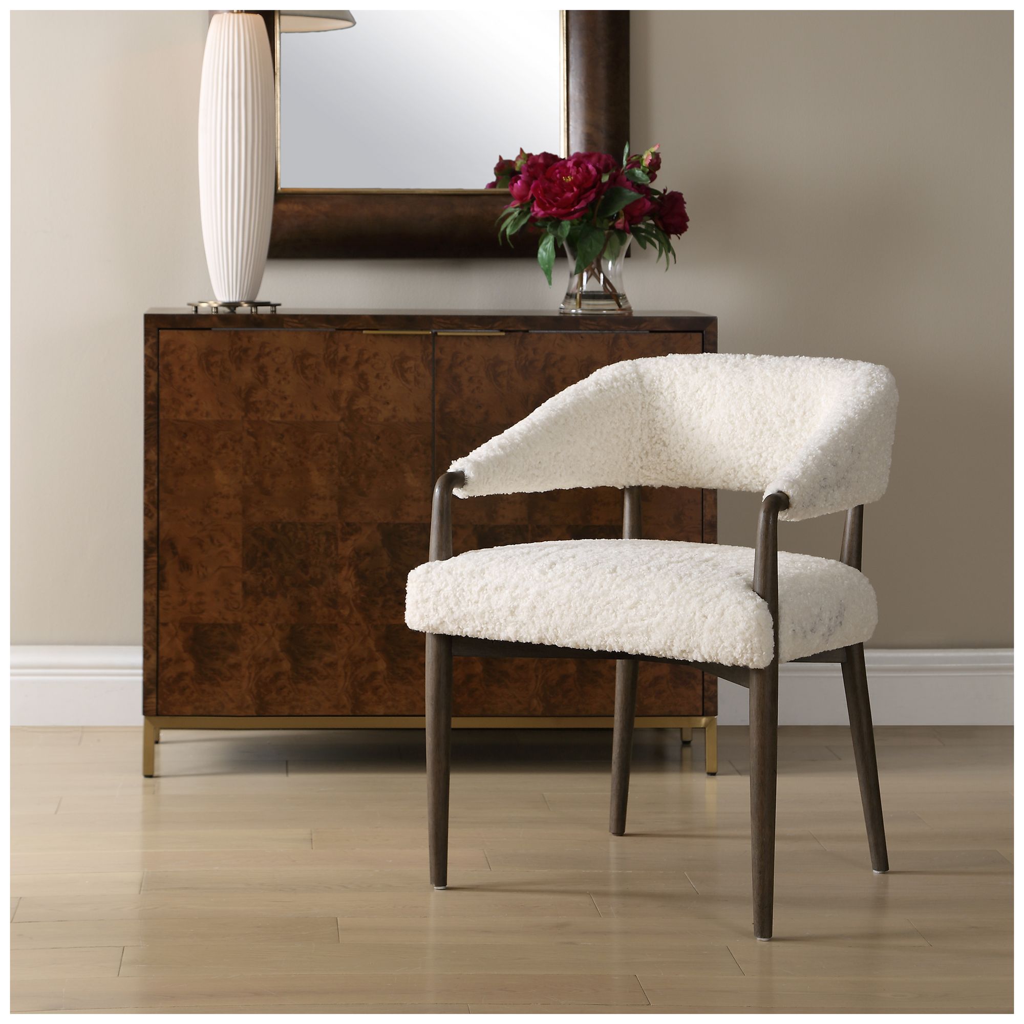 Image 3 Uttermost Austell Cream Polyester Fabric Dining Chair more views