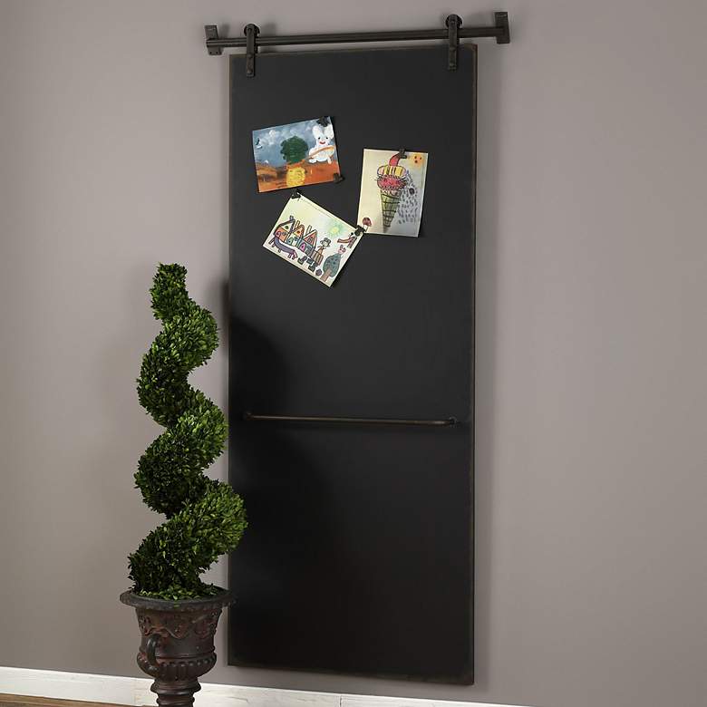 Image 1 Uttermost Austin 82 1/2"H Black Metal Barn Door Chalkboard