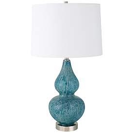 Image2 of Uttermost Avalon 26 3/4" Coastal Blue Glass Gourd Table Lamp