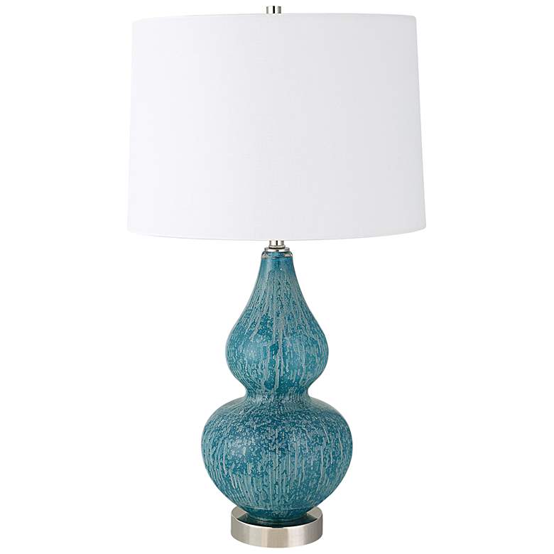 Image 2 Uttermost Avalon 26 3/4 inch Coastal Blue Glass Gourd Table Lamp