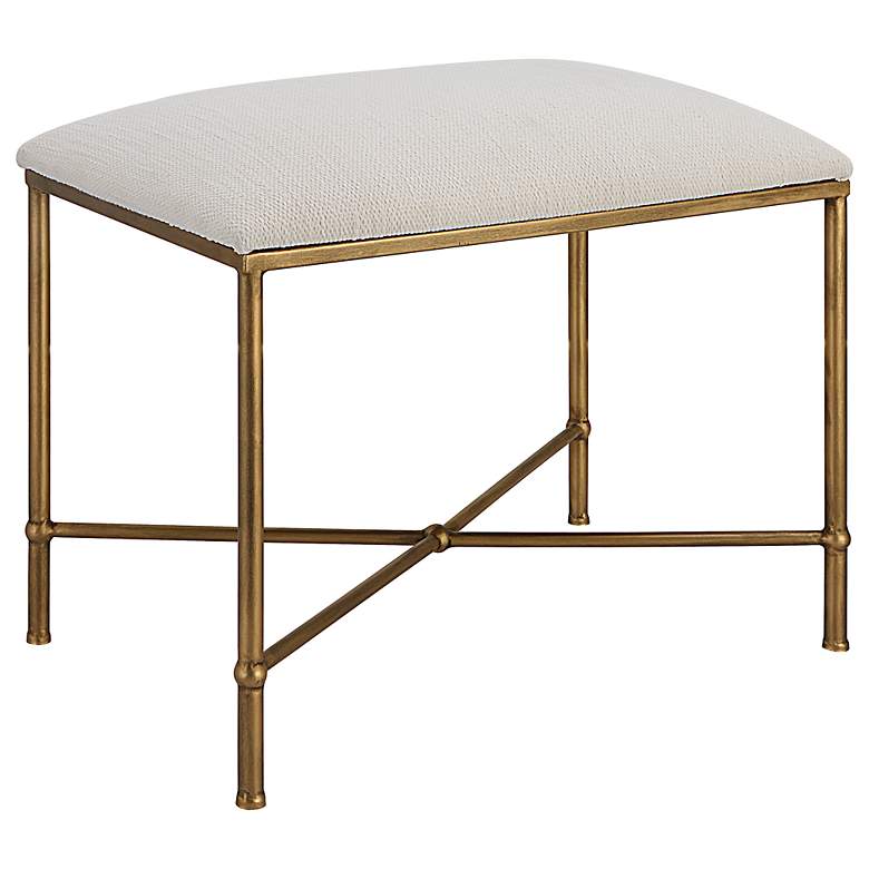 Image 2 Uttermost Avenham 24 inch Wide White Fabric Accent Bench more views