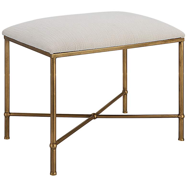 Image 3 Uttermost Avenham 24" Wide White Fabric Accent Bench more views