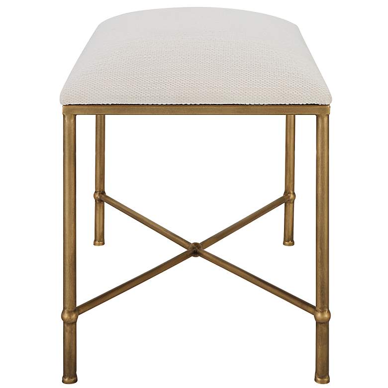 Image 4 Uttermost Avenham 24" Wide White Fabric Accent Bench more views