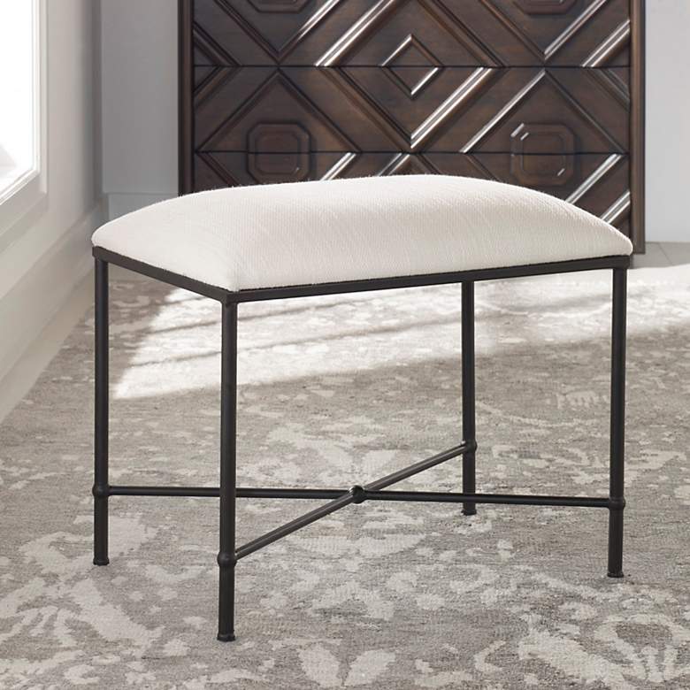 Image 1 Uttermost Avenham 24" Wide White Fabric Small Bench