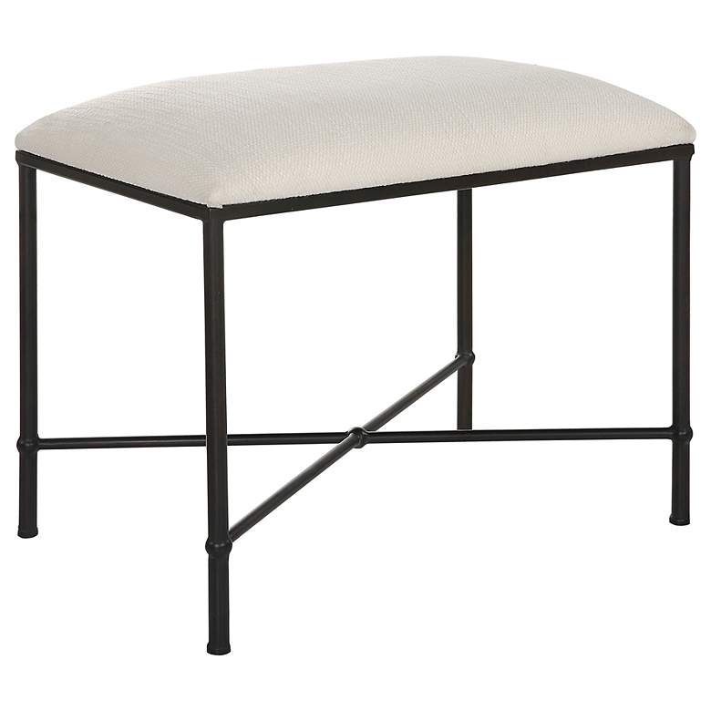 Image 3 Uttermost Avenham 24" Wide White Fabric Small Bench more views