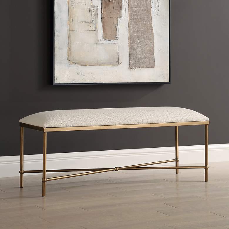 Image 1 Uttermost Avenham 50 1/2" Wide Gold and White Bench