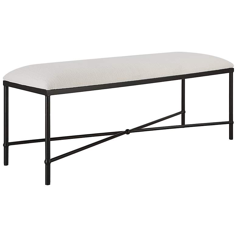 Image 2 Uttermost Avenham 50 1/2" Wide White Fabric Accent Bench more views