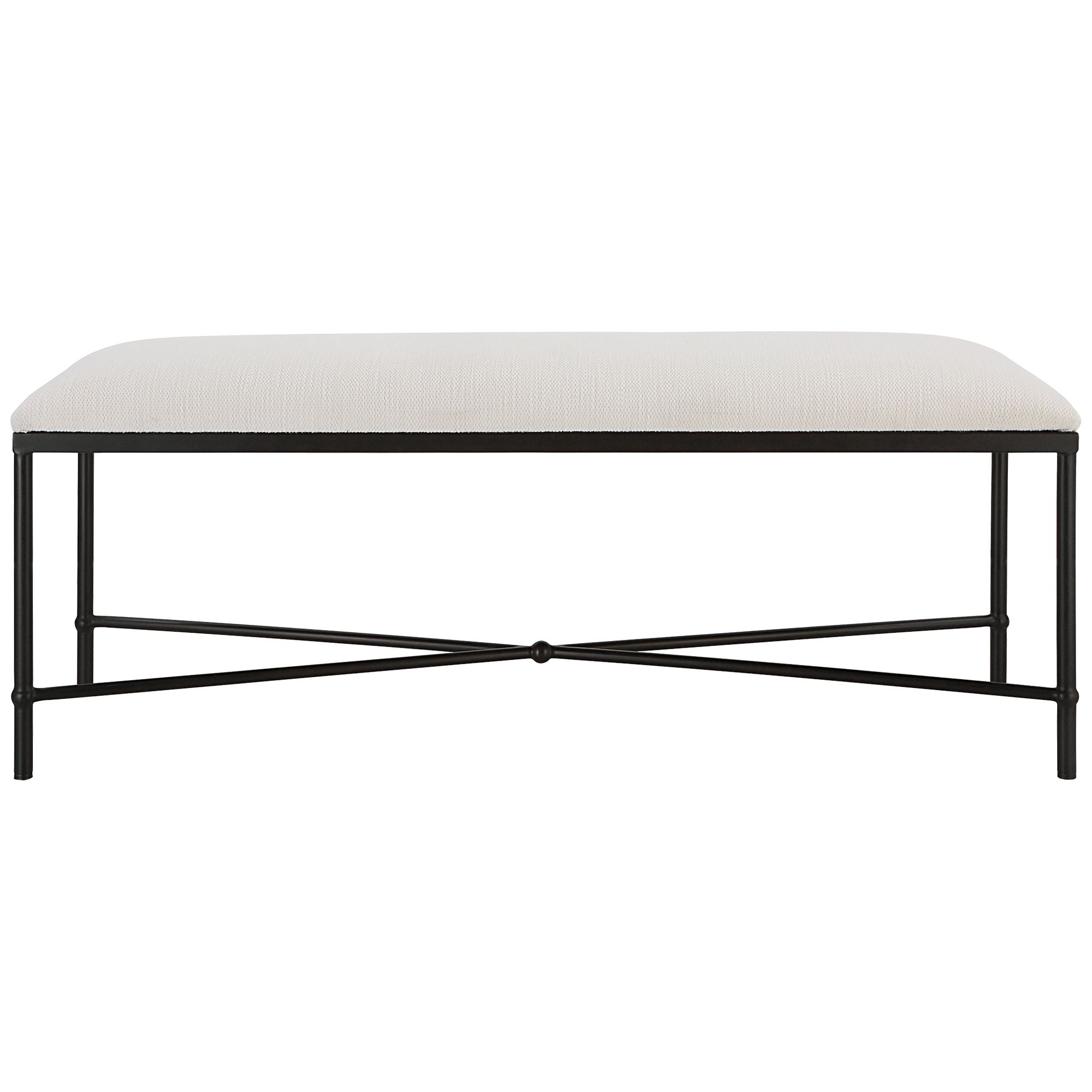 Image 4 Uttermost Avenham 50 1/2" Wide White Fabric Accent Bench more views