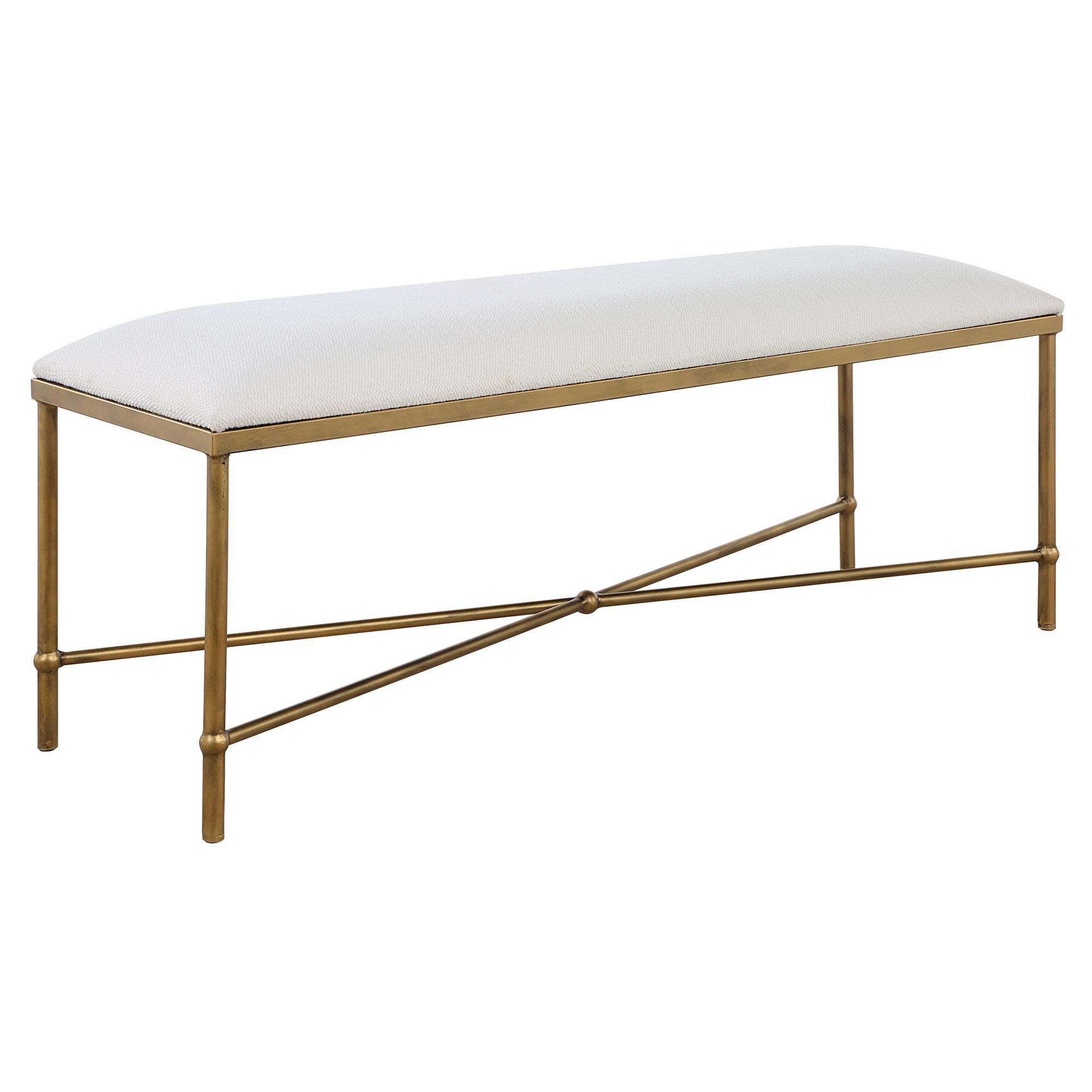 Image 2 Uttermost Avenham 50 1/2"W Crisp White Fabric Accent Bench