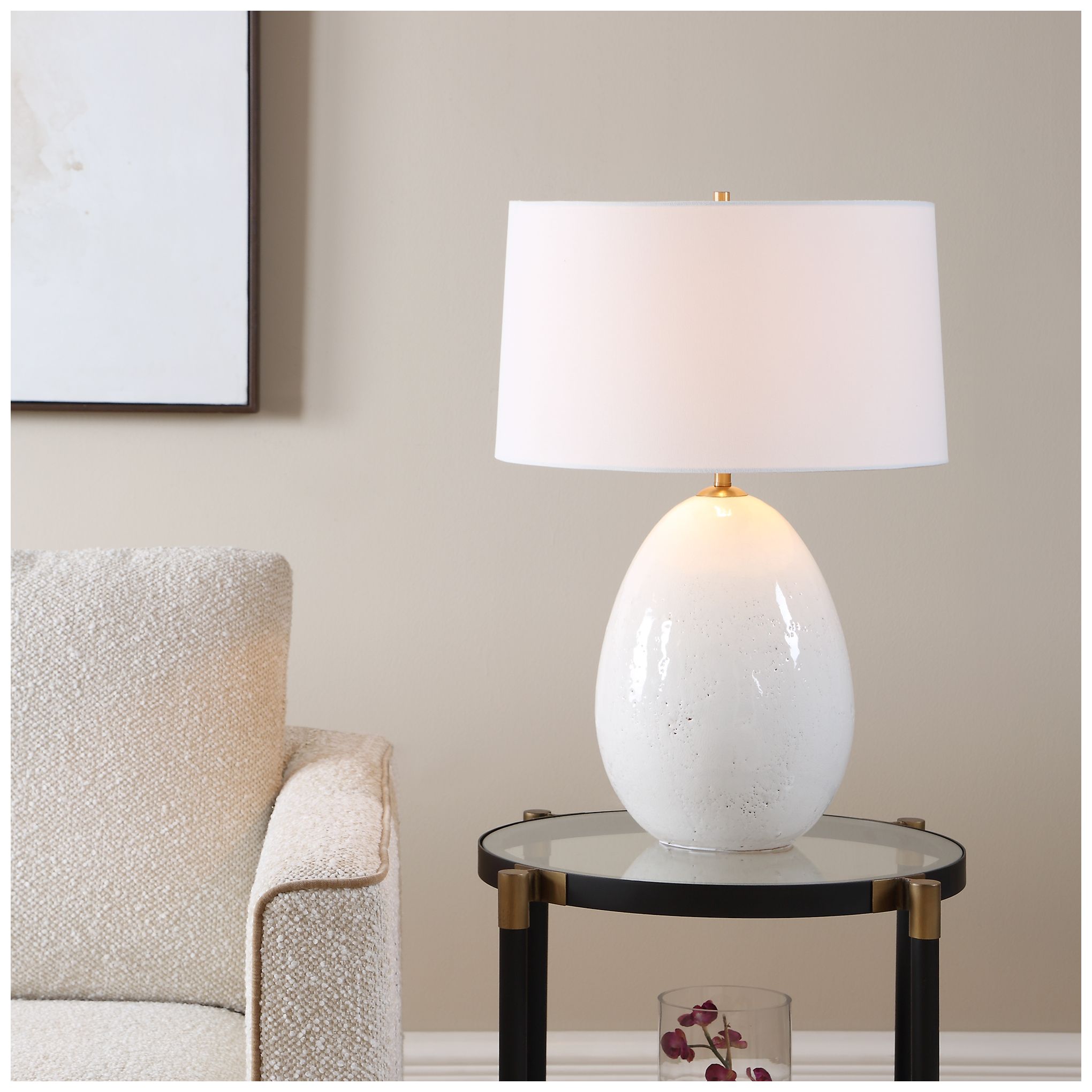Image 2 Uttermost Avery 24 1/2" Crackled White Ceramic Table Lamp more views