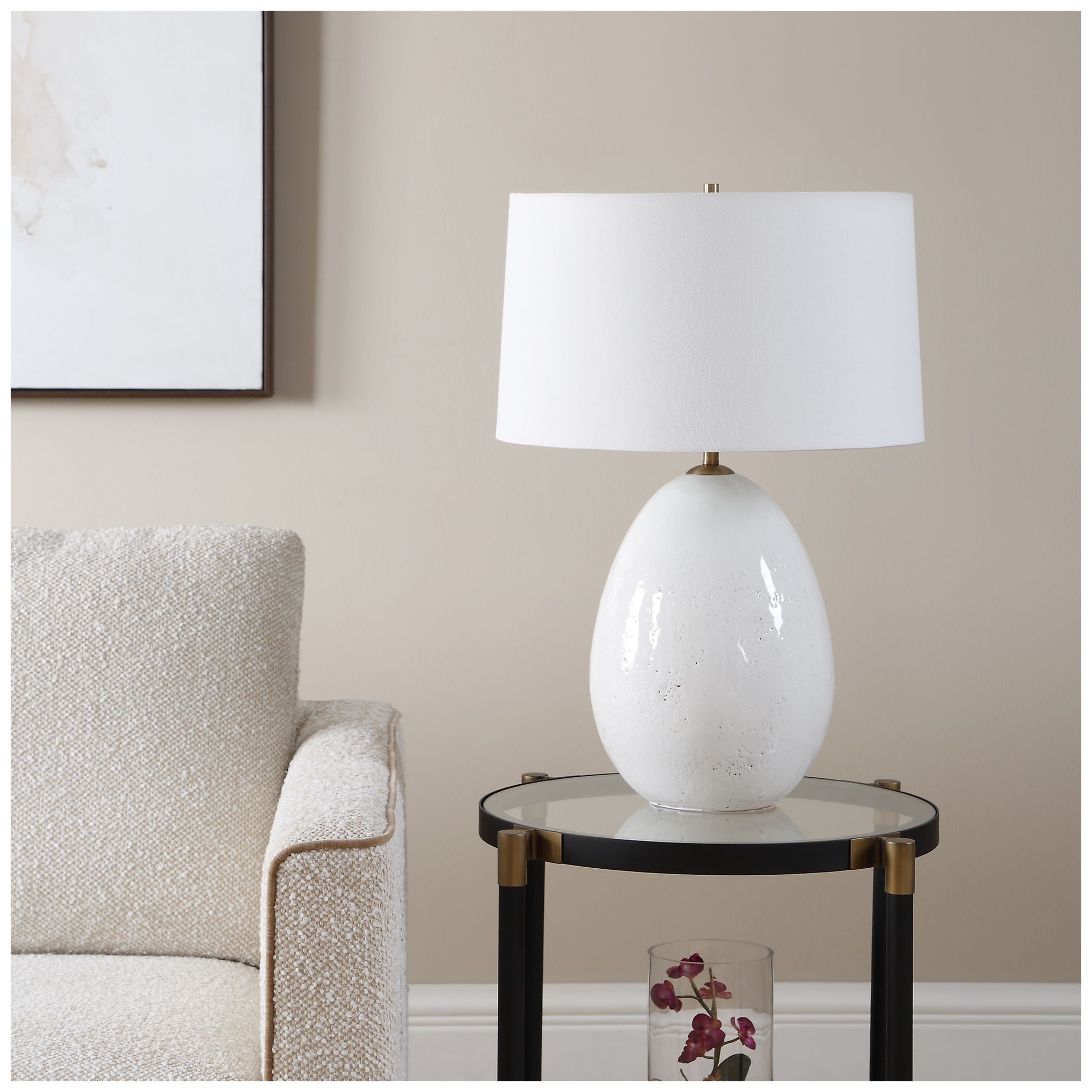 Image 3 Uttermost Avery 24 1/2" Crackled White Ceramic Table Lamp more views