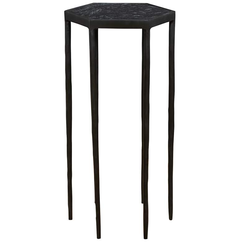 Image 1 Uttermost Aviary 11 3/4" Wide Black Hexagonal Accent Table