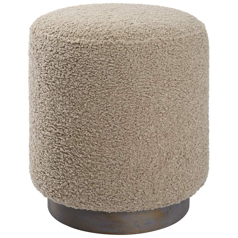 Image 2 Uttermost Avila 16" Wide Wooden Base and Latte Fabric Ottoman