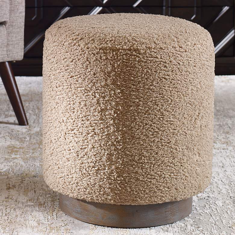 Image 1 Uttermost Avila 16" Wide Wooden Base and Latte Fabric Ottoman