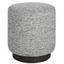 Uttermost Avila Blue and White Tweed Fabric Round Ottoman