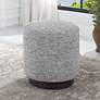 1_Uttermost Avila Blue and White Tweed Fabric Round Ottoman