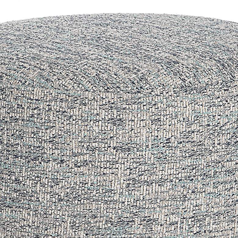 Image 2 Uttermost Avila Blue and White Tweed Fabric Round Ottoman more views